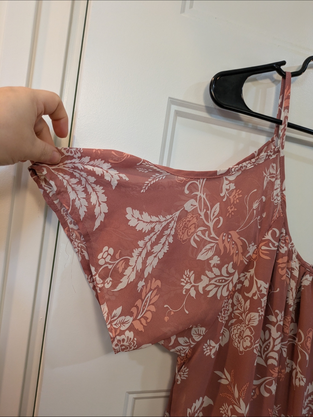 Women's Dusty Rose Floral Cold-Shoulder Dress - Picture 4 of 11